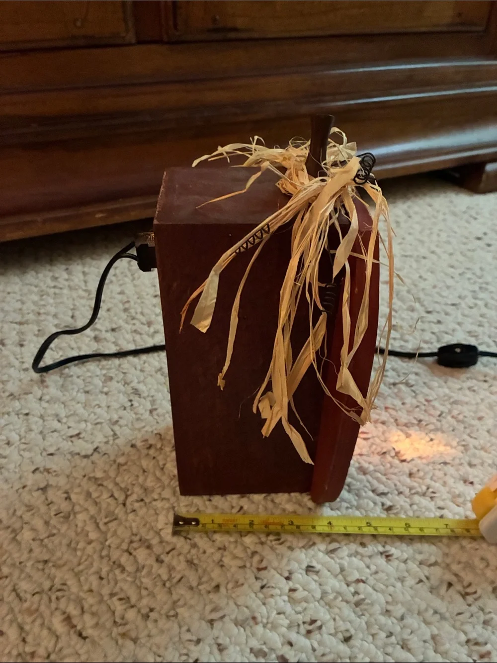 Halloween Red Wooden Jack-O'-Lantern Table Light